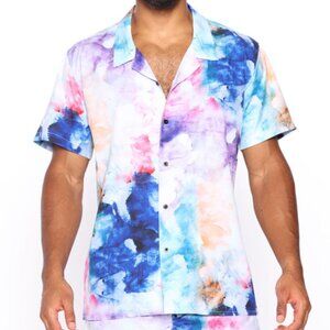 FASHION NOVA MEN 'Lucid Dreams' Short Sleeve Woven Top, Size XL, NwoT